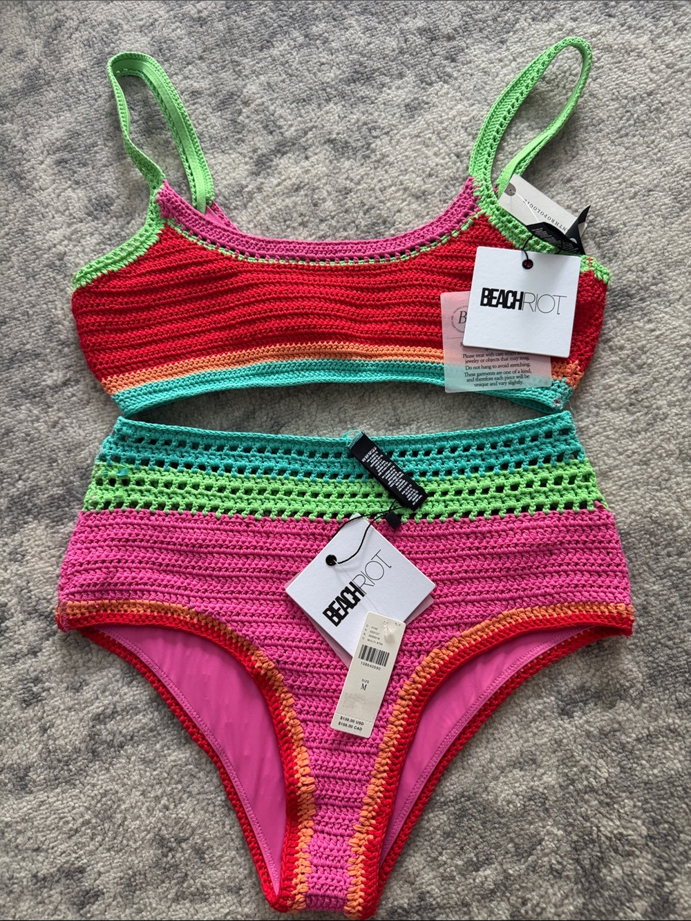 Beach Riot Pamela Soleil Crochet Cutout two Pieces Swimsuit M NWT